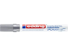 *Žymeklis Edding 4040 lako pagrindu, apvaliu galiuku, 1-2mm, skirtas dekoravimui, matinės sidabrinės spalvos