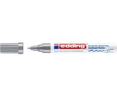 *Žymeklis Edding 4040 lako pagrindu, apvaliu galiuku, 1-2mm, skirtas dekoravimui, matinės sidabrinės spalvos