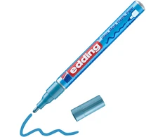 Žymeklis Edding 751 lako pagrindu, apvaliu galiuku, 1-2mm, skirtas dekoravimui, metalikos šviesiai mėlynos spalvos