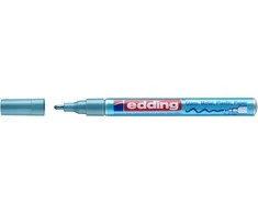 Žymeklis Edding 751 lako pagrindu, apvaliu galiuku, 1-2mm, skirtas dekoravimui, metalikos šviesiai mėlynos spalvos