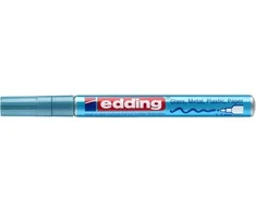 Žymeklis Edding 751 lako pagrindu, apvaliu galiuku, 1-2mm, skirtas dekoravimui, metalikos šviesiai mėlynos spalvos