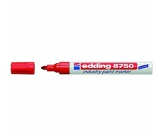 Žymeklis Edding 8750, apvaliu galiuku, 2-4mm, su aliejiniu tušu, skirtas pramonei, raudonos spalvos