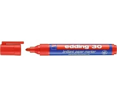 Žymeklis popieriui Edding 30 brilliant, apvaliu galiuku, 1.5-3mm, raudonos spalvos