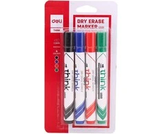 Žymeklių rinkinys baltai lentai Deli U00101, 4 spalvos, apvalus galiukas, 2mm