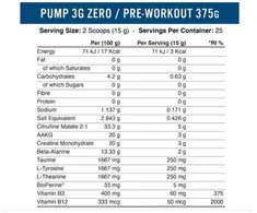 Applied Nutrition Pump 3G Zero stimulant Pre Workout 375 g be kofeino