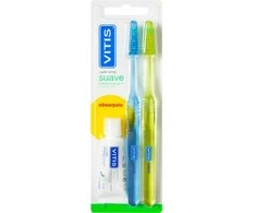 "Vitis DUPLO" minkštas dantų šepetėlis + pasta 15ml