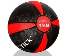 Svorinis kamuolys GYMSTICK Medicininis kamuolys 1kg D19cm Juodas/Raudona mėtymui