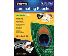FELLOWES LAMINATING POUCH 100MIC A4 100PK