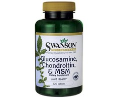 Swanson GLIUKOZAMINAS, CHONDROITINAS IR MSM – 120 tablečių