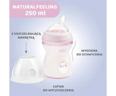Chicco Buteliukas plastikowa NaturalFeeling rožinė 250ml 2m+
