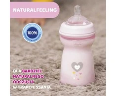Chicco Buteliukas plastikowa NaturalFeeling rožinė 350ml 6m+