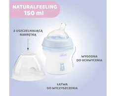 Chicco NaturalFeeling plastikinis buteliukas mėlynas 150 ml 0m+