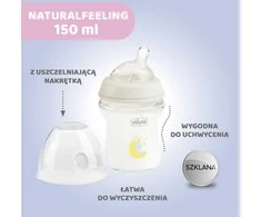 Chicco NaturalFeeling stiklinis buteliukas kūdikiui 150ml 0M+
