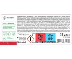 Velox Wipes NA Medisept – paviršių dezinfekavimo servetėlės be alkoholio, 100 vnt.