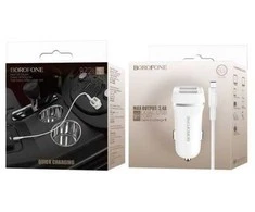 Įkroviklis automobilinis BOROFONE BZ2 Dual USB + microUSB laidas 12W (5V 2.4A) baltas