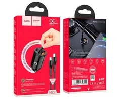 Įkroviklis automobilinis Hoco NZ2 (1xUSB;1xUSB-C; 30W) + laidas "USB-C(Type-C) to Lightning" juodas