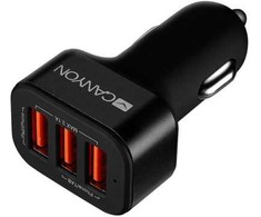 Įkroviklis automobilinis Canyon CNE-CCA06B (3xUSB 3.1A 5V) juodas