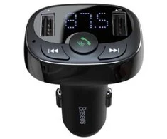 Įkroviklis automobilinis + FM transmiteris BASEUS (S-09A) (2xUSB) juodas