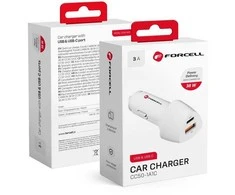 Įkroviklis automobilinis Forcell (CC50-1A1C) (1xUSB-C; 1xUSB; 5A 38W) baltas