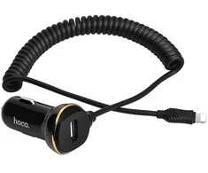 Įkroviklis automobilinis Hoco Z14 USB + "lightning" (5V 3.1A) juodas