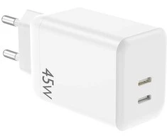 Įkroviklis NCC (2xUSB-C; 45W) baltas