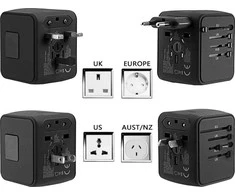 Oem Įkroviklis Travel SET (SL-209PQ-2) (2xUSB; 1xUSB-C; US/UK/EUR/AUS) juodas