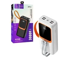 Kaku Išorinė baterija POWER BANK DENMEN 30000mAh (4xUSB; 1xUSB-C) balta