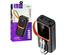 Išorinė baterija POWER BANK DENMEN 30000mAh (4xUSB; 1xUSB-C) juoda