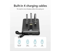 Išorinė baterija POWER BANK VEGER C10 10000mAh (USB,USB-A,Type-C,MicroUSB,lightning) juoda