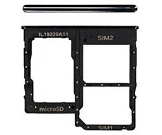 SIM kortelės laikiklis Samsung A315 A31 2020 Prism Crush Juodas originalus (service pack)