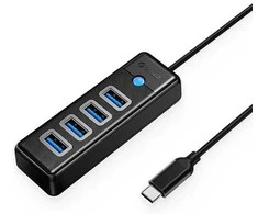 Orico PW4U-C3 USB-C / 4x USB-A 3.0 Hub – juodos spalvos