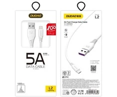 USB kabelis Dudao (L2) lightning 1m (5A) baltas