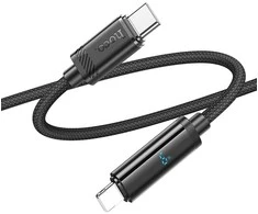 USB kabelis Hoco U127 "lightning" (27W) 1,2m juodas