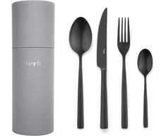 Verlo 24-piece cutlery set with tube, Su Juodas
