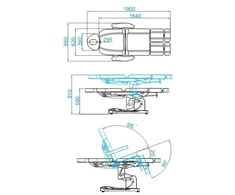 Activeshop Kosmetologinis krėslas AZZURRO 708A PEDI ELECTRIC 3 MOTOR Pilkas