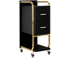 Activeshop Kosmetologinis vežimėlis GABBIANO HAIRDRESSER HELPER SOLO MODEL GOLD Juodas