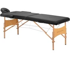 Activeshop Sulankstomas medinis masažo stalas Balance Lux 2 segmentų 190×70 cm juodas