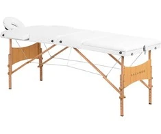 Activeshop Sulankstomas medinis masažo stalas Balance Lux 3 segmentų 190×70 cm baltas