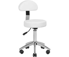 Activeshop Kosmetologinė meistro kėdutė STOOL BEAUTY BACKREST ROUND Baltas