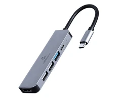 GEMBIRD A-CM-COMBO5-03 kelių prievadų adapteris C tipo USB 5in1 šakotuvas + HDMI + PD