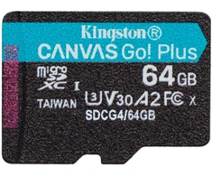 Atminties kortelė KINGSTON 64 GB Micro SDXC CANVAS GO! PLUS GEN4 200R A2 U3 be adapterio