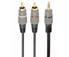 GEMBIRD 3,5 mm stereo kištukas į 2xRCA kištukus, 2,5 m kabelis, auksinės dangos jungtys