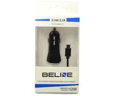 Beline automobilinis įkroviklis 2xUSB + microUSB 2,1A juodos spalvos