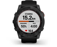 Išmanusis laikrodis Garmin fenix 7X Solar,  Pilkos skalūno spalvos korpusas su juodos spalvos silikoniniu dirželiu