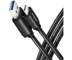 Axagon duomenų ir įkrovimo USB 3.2 Gen1 kabelis, kurio ilgis 2 m. 3A. Juodas pynė.