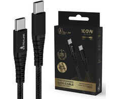 Extralink Smart Life Braided 100W USB Type-C į Type-C 480 Mbps, 20V 5A 2m juoda