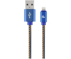 GEMBIRD CC-USB2J-AMLM-1M-BL Gembird Premium džinsai (džinsinis) 8 kontaktų laidas su metalinėmis jungtimis, 1m, mėlynas