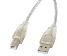 LANBERG CA-USBA-12CC-0018-TR kabelis USB 2.0 AM-BM skaidrus 1,8 m