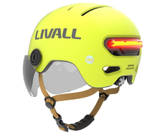 Livall L23 geltonas šalmas 54-58cm su LED/SOS apsauginiu stiklu