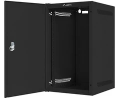 LANBERG Rack spintelė 10 colių sieninis laikiklis 9U 280x310 juodas su metalinėmis durelėmis butas paketas